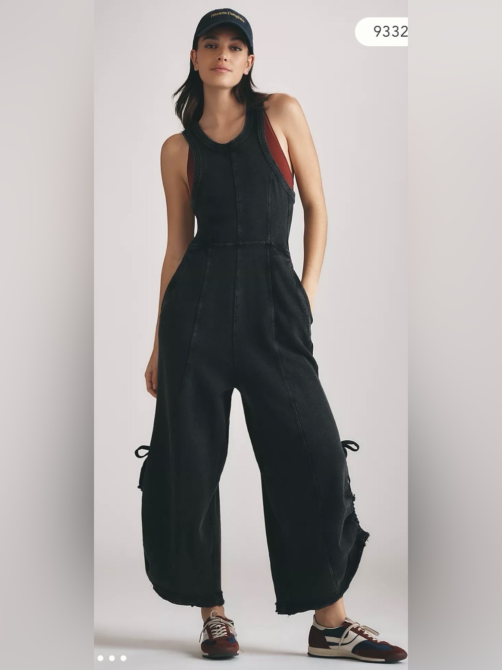 Anthropologie Daily Practice Horizon Wide-Leg Knit Jumpsuit Size XLP Washed Blk